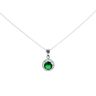 Silver Cubic Zirconia And Green Gemstone Cluster Pendant And 18" Chain by Icesia