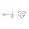 Silver Cubic Zirconia Heart Stud Earrings by Icesia