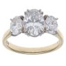 9ct Yellow Gold 2.50ct Oval Cut Lab Grown Diamond Trilogy Ring