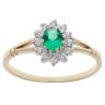 9ct Yellow Gold Cubic Zirconia and Created Emerald Cluster Ring