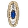 14ct Yellow Gold & White Gold Greek Key Blue Gem Ring