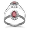 9ct White Gold 0.12ct Diamond & Ruby Ring