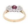 18ct Yellow Gold 0.10ct Diamond And Ruby Three Stone Ring