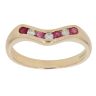 18ct Yellow Gold 0.12ct Diamond and Ruby Wishbone Ring