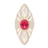 14ct Yellow Gold Cubic Zirconia and Red Gemstone Ring