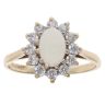 9ct Yellow Gold Cubic Zirconia and Opal Cluster Ring
