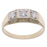 9ct Yellow Gold Cubic Zirconia Three Stone Signet Ring