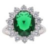 Silver Green Gemstone and Cubic Zirconia Cluster Ring By Icesia
