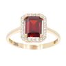 14ct Yellow Gold Red Gemstone And Cubic Zirconia Cluster Ring