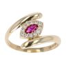 14ct Yellow Gold Child's Cubic Zirconia & Red Gemstone Twist Ring