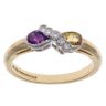 18ct Yellow Gold 0.07ct Diamond, Citrine and Amethyst Crossover Ring