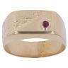 14ct Yellow Gold Created Ruby Signet Ring