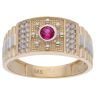 14ct Yellow & White  Gold Child's Red & Cubic Zirconia Gemstone Signet Ring