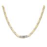 14ct Yellow Gold Monaco Curb Classic Alternate 3 Plus 1 Cubic Zirconia Pave Lock Chain 18"