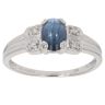 9ct White Gold 0.05ct Diamond and Sapphire Cabochon Dress Ring