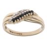 9ct Yellow Gold 0.01ct Diamond and Sapphire Crossover Ring