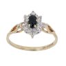 9ct Yellow Gold Sapphire and Cubic Zirconia Cluster Ring