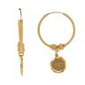 22ct Yellow Gold Disc Dropper Hoop Earrings
