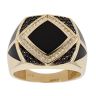 14ct Yellow Gold Cubic Zirconia Black Gemstone Signet Ring