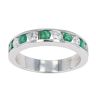9ct White Gold Diamond And Emerald Half Eternity Ring by Anya Belle
