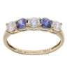 14ct Yellow Gold Clear and Purple Cubic Zirconia Five Stone Ring