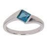 9ct White Gold Blue Topaz Single Stone Ring