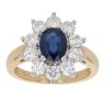 18ct Yellow Gold 1.34ct Brilliant Cut Diamond and Sapphire Cluster Ring