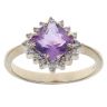 9ct Yellow Gold 0.15ct Diamond and Amethyst Cluster Ring