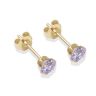 9ct Yellow Gold Lilac Cubic Zirconia Stud Earrings 4mm