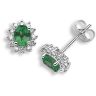 18ct White Gold Diamond 0.18ct Emerald 0.67ct Stud Earrings