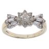 9ct Yellow Gold Tinted 1.00ct Brilliant Cut and Baguette Cut Diamond Cluster Ring