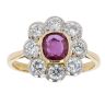 18ct Yellow Gold Diamond And Ruby Vintage Style Cluster Ring