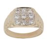 9ct Yellow and White Gold Cubic Zirconia Cluster Signet Ring