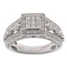 9ct White Gold 0.37ct Princess And Brilliant Cut Diamond Cluster Ring