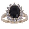 9ct Yellow Gold Cubic Zirconia and Sapphire Cluster Ring