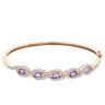 9ct Yellow Gold 0.05ct Diamond and Amethyst Hinged Bangle