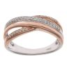9ct White and Rose Gold 0.15ct Diamond Crossover Ring