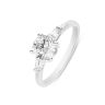 9ct White Gold 1.15ct Round Brilliant Lab Grown Diamond Solitaire Ring with Baguette Shoulders