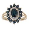 9ct Yellow Gold 0.08ct Diamond and Sapphire Cluster Ring