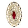 14ct Yellow Gold Marquise Red Stone Set Ring