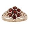 9ct Yellow Gold Garnet Flower Cluster Ring