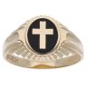 14ct Yellow Gold Black Gem Cross Signet Ring