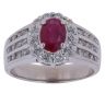 14ct White Gold 0.80ct Brilliant Cut Diamond and Ruby Cluster Ring