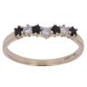9ct Yellow Gold Sapphire and Cubic Zirconia Wishbone Ring