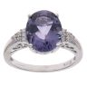 9ct White Gold 0.05ct Brilliant Cut Diamond and Lolite Solitaire Ring
