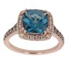 14ct Rose Gold 0.50ct Brilliant Cut Diamond and Blue Topaz Cluster Ring
