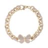 9ct Yellow Gold Cubic Zirconia Butterfly Belcher Bracelet 6"