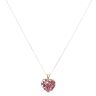 9ct Yellow Gold Ruby Cluster Heart Pendant and Chain 18"