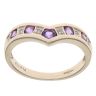 9ct Yellow Gold 0.05ct Diamond and Amethyst Wishbone Ring