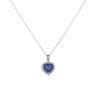 Silver Cubic Zirconia and Blue Gemstone Heart Cluster Pendant and Chain 18" By Icesia